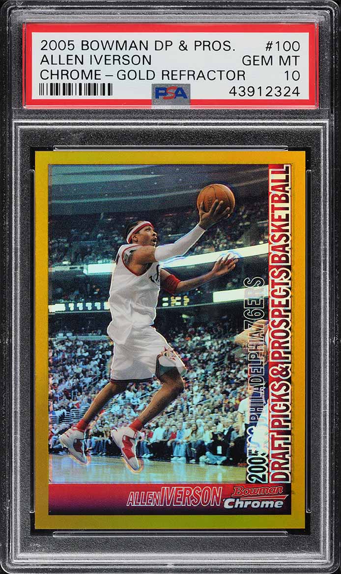 2005 Bowman Chrome Gold Refractor Allen Iverson /50 #100 PSA 10