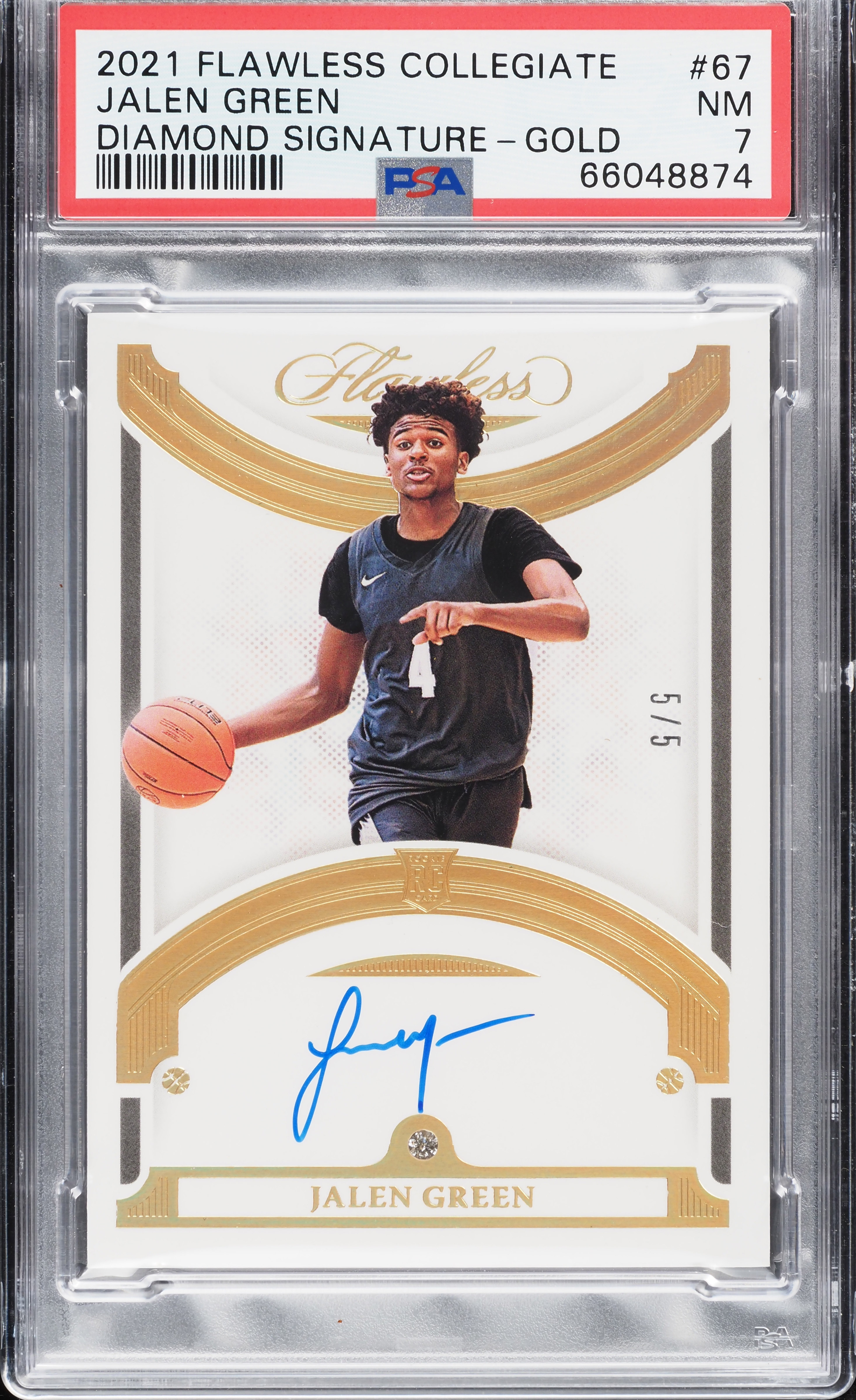 2021 Panini Flawless Collegiate Diamond Gold Jalen Green RC AUTO 5 