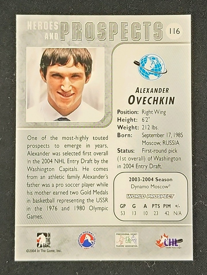 2004 ITG Heroes & Prospects Alexander Ovechkin ROOKIE #116 MBA AUTH