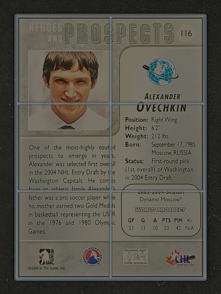 2004 ITG Heroes & Prospects Alexander Ovechkin ROOKIE #116 MBA AUTH
