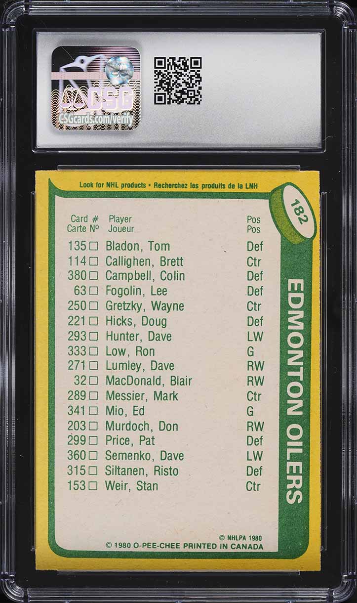 1980 O-Pee-Chee Hockey Wayne Gretzky #182 CSG 5.5 EX+