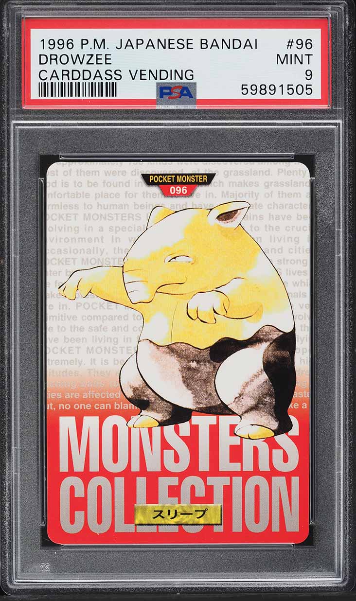 1996 Pokemon Japanese Bandai Carddass Vending Drowzee #96 PSA 9 MINT