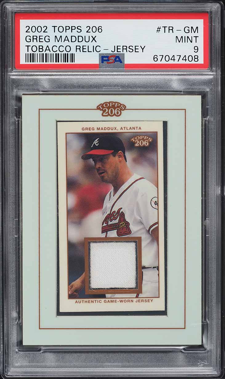 2002 Topps 206 Tobacco Relics Jersey Greg Maddux PATCH #TR-GM PSA 9 MINT