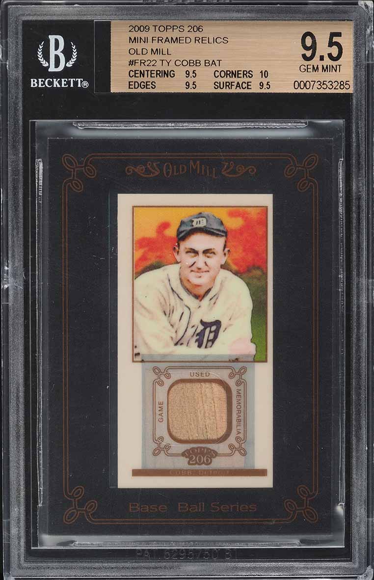 2009 Topps 206 Mini Framed Relics Old Mill Ty Cobb BAT PATCH #FR-22 BGS 9.5 GEM