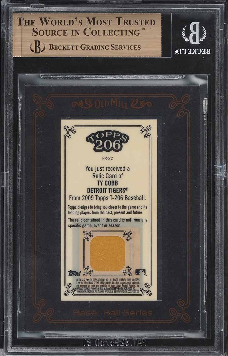 2009 Topps 206 Mini Framed Relics Old Mill Ty Cobb BAT PATCH #FR-22 BGS 9.5 GEM