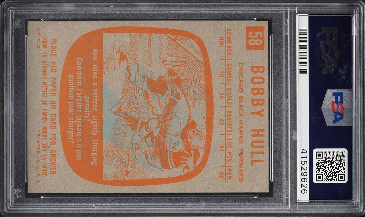 1960 Topps Hockey Bobby Hull #58 PSA 7 NRMT