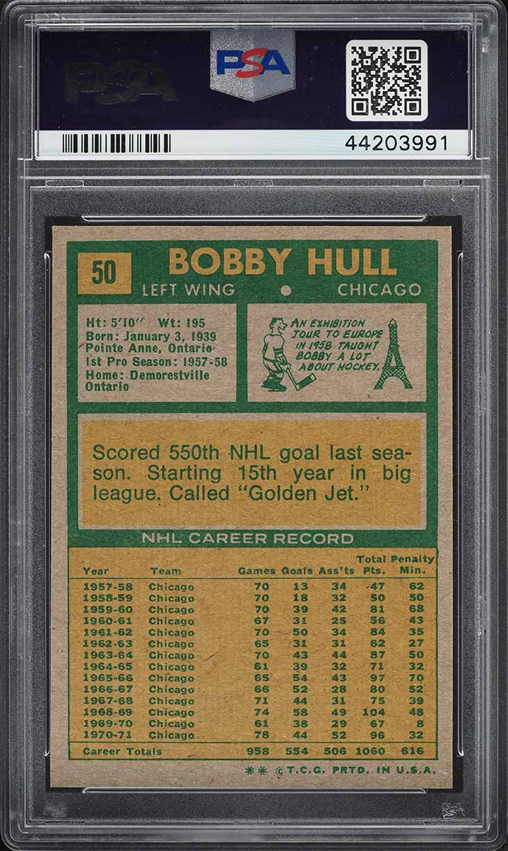 1971 Topps Hockey Bobby Hull #50 PSA 9 MINT