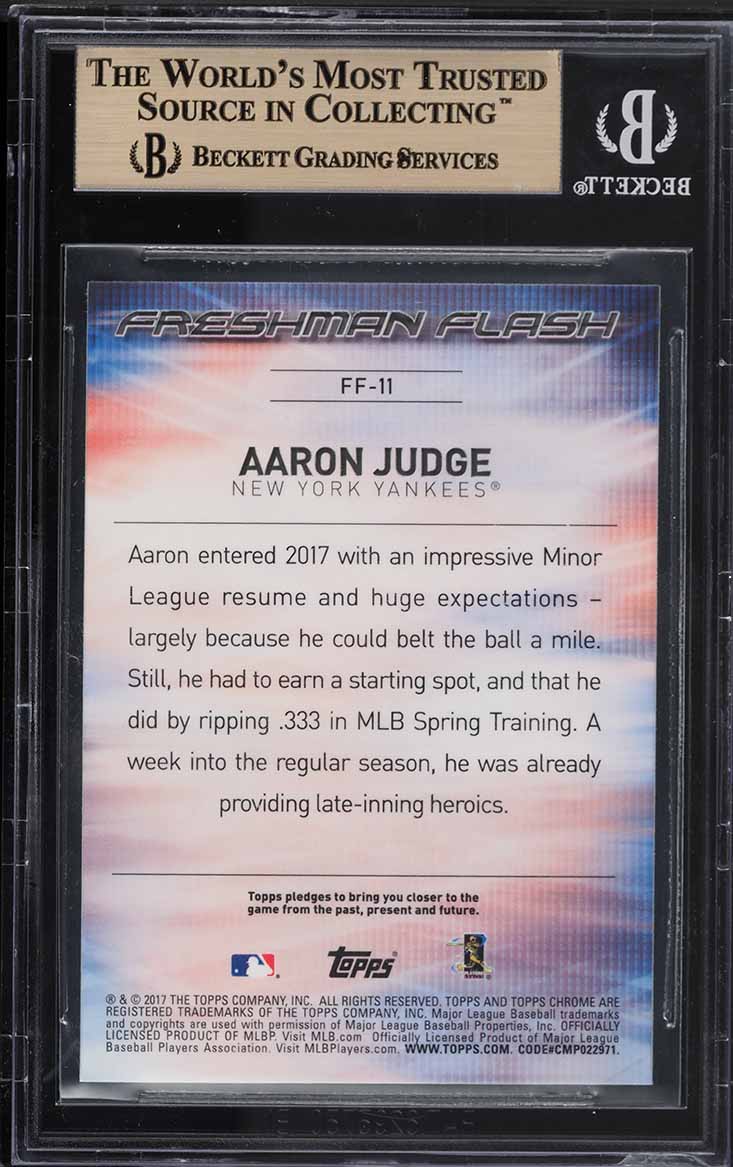 2017 Topps Chrome Freshman Flash Aaron Judge ROOKIE #FF-11 BGS 10 PRISTINE