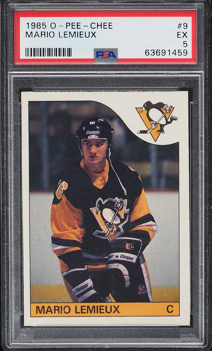 1985 O-Pee-Chee Hockey Mario Lemieux ROOKIE #9 PSA 5 EX