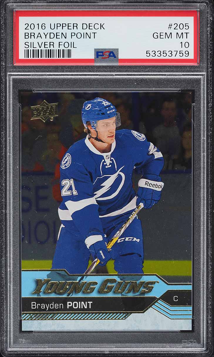 2016 Upper Deck Young Guns Silver Foil Brayden Point ROOKIE #205 PSA 10 GEM MINT