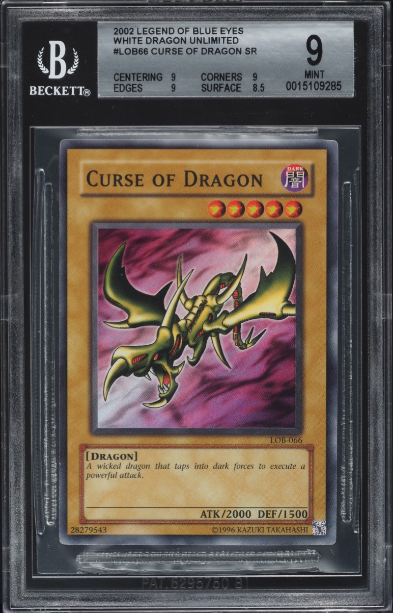 2002 Yu-Gi-Oh! Legend Of Blue-Eyes Curse Of Dragon #LOB-066 BGS 9 MINT