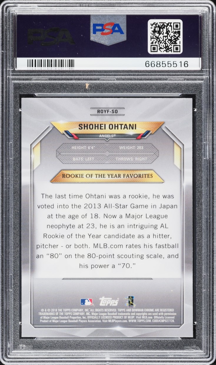 2018 Bowman Chrome Mega Box ROY Favorites Shohei Ohtani ROOKIE #ROYF-SO PSA 10