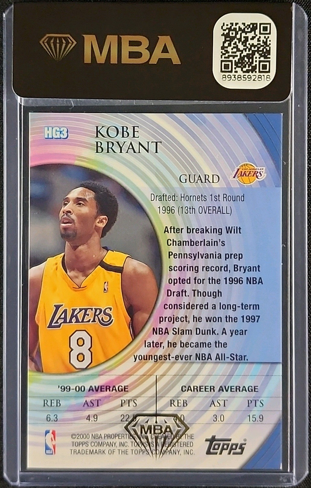 2000 Topps Hidden Gems Kobe Bryant #HG3 MBA AUTH on Fanatics Collect