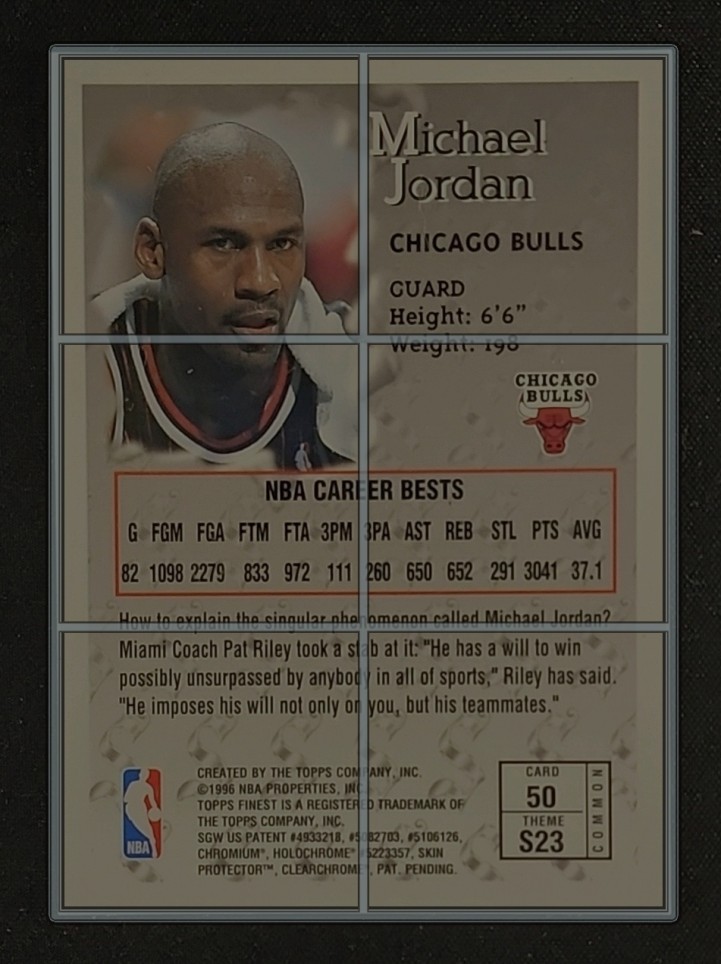 1996 Finest w/ Coating Michael Jordan #50 MBA AUTH