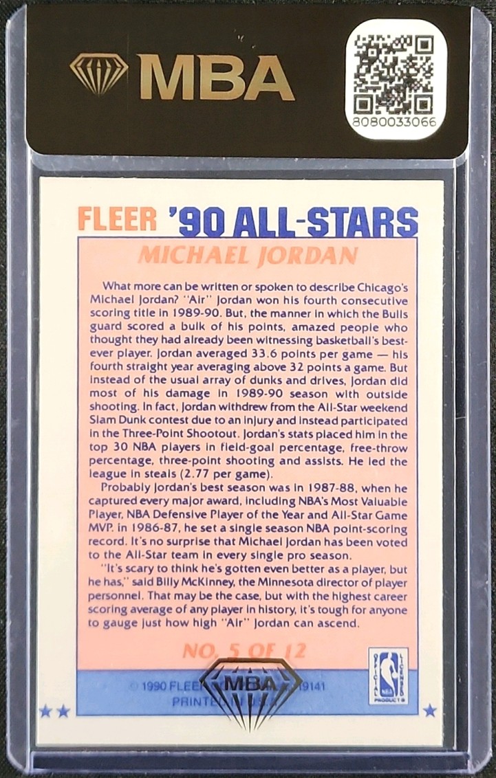 1990 Fleer All-Stars Michael Jordan #5 MBA AUTH