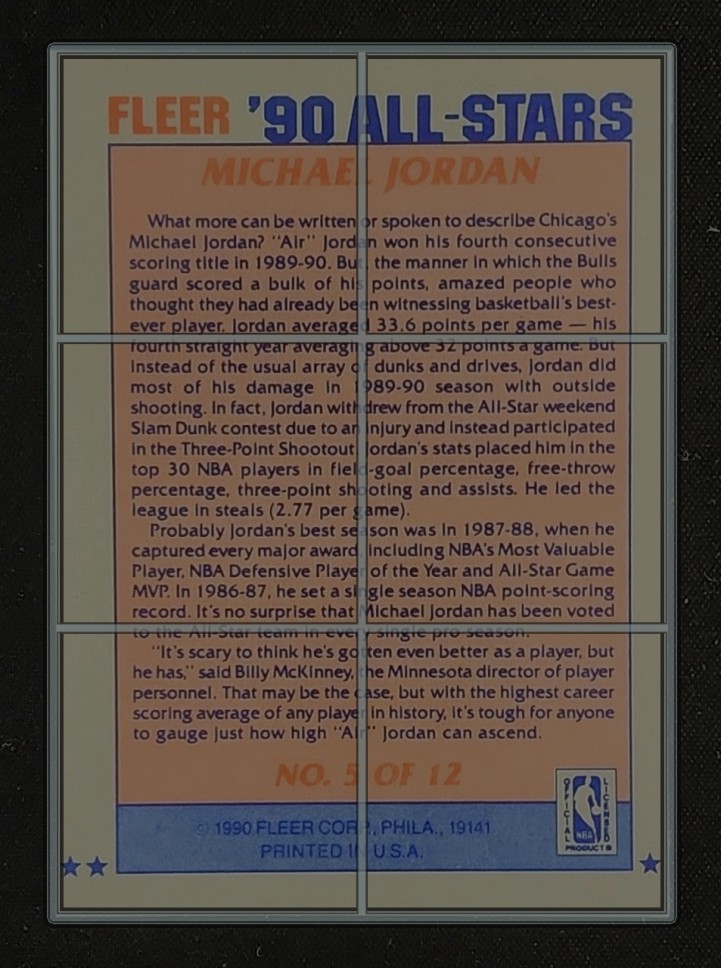 1990 Fleer All-Stars Michael Jordan #5 MBA AUTH