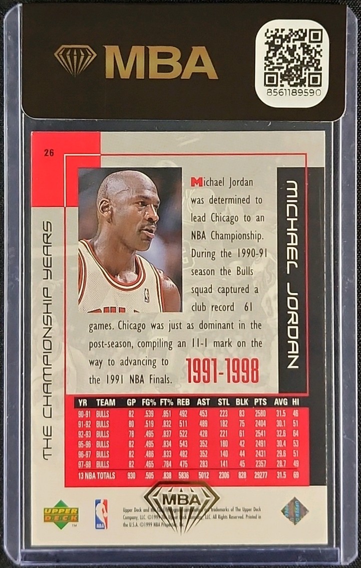 1999 Upper Deck Career Michael Jordan #26 MBA AUTH