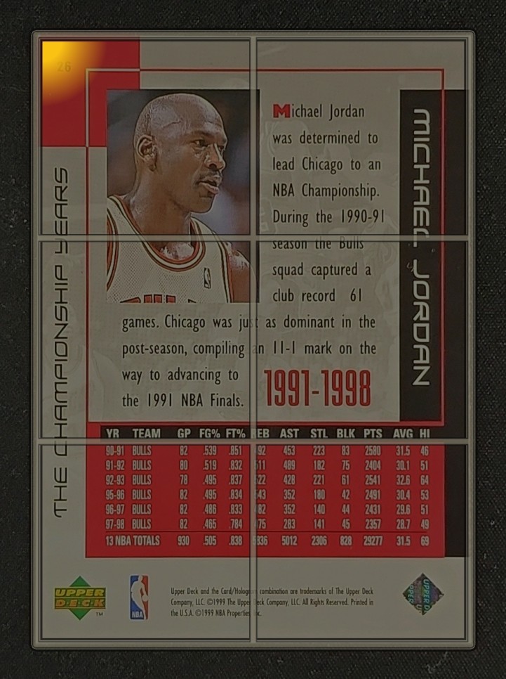 1999 Upper Deck Career Michael Jordan #26 MBA AUTH