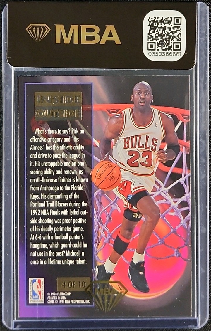 1993 Ultra Inside Outside Michael Jordan #4 MBA AUTH