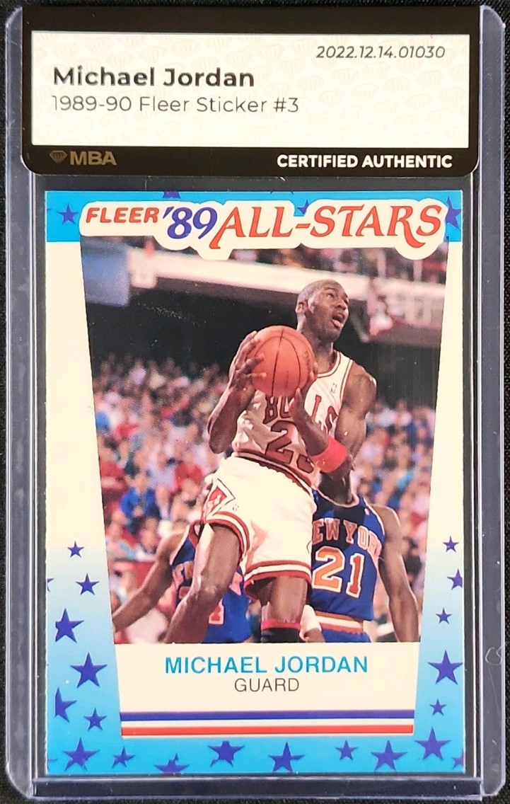 1989 Fleer Sticker Michael Jordan #3 MBA AUTH