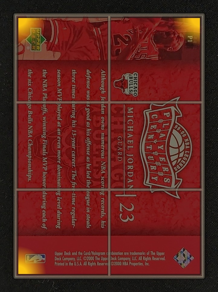2000 UD Century Legends Players of the Century Michael Jordan #P1 MBA AUTH