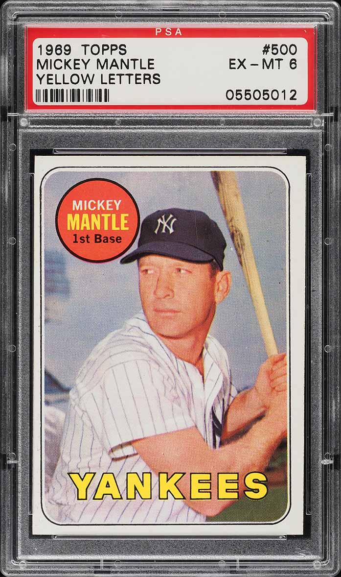 1969 Topps Mickey Mantle LAST NAME IN YELLOW #500 PSA 6 EXMT