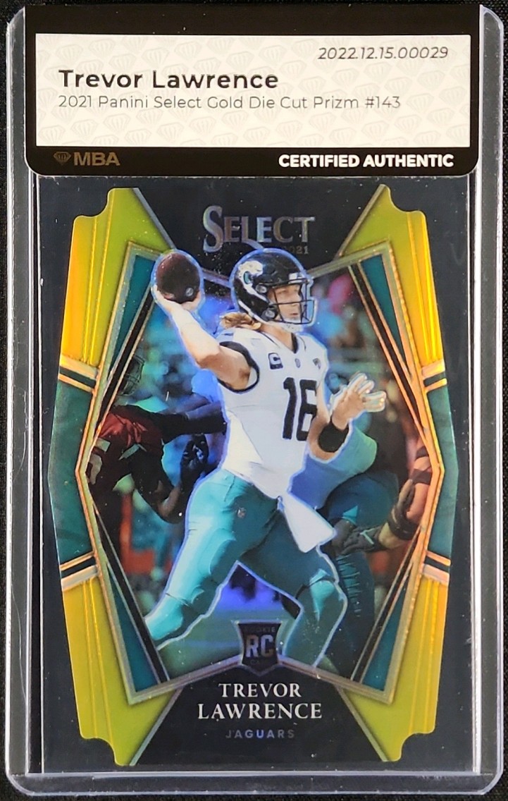 2021 Select Gold Prizm Die-Cut Trevor Lawrence ROOKIE /10 #143 MBA AUTH