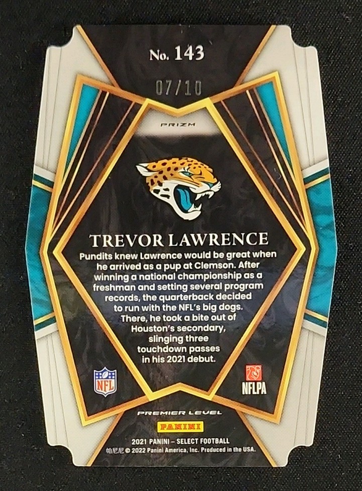 2021 Select Gold Prizm Die-Cut Trevor Lawrence ROOKIE /10 #143 MBA AUTH