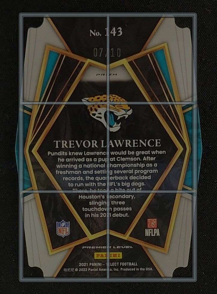 2021 Select Gold Prizm Die-Cut Trevor Lawrence ROOKIE /10 #143 MBA AUTH
