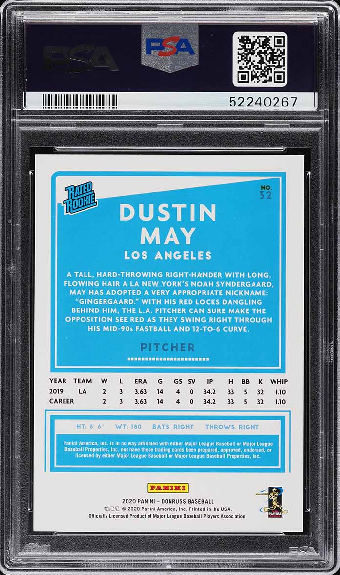 2020 Donruss Orange Dustin May ROOKIE #32 PSA 10 GEM MINT