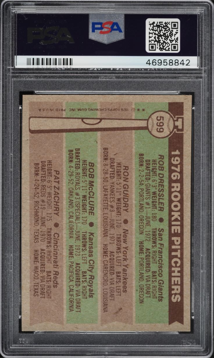 1976 Topps Ron Guidry ROOKIE #599 PSA 7.5 NRMT+