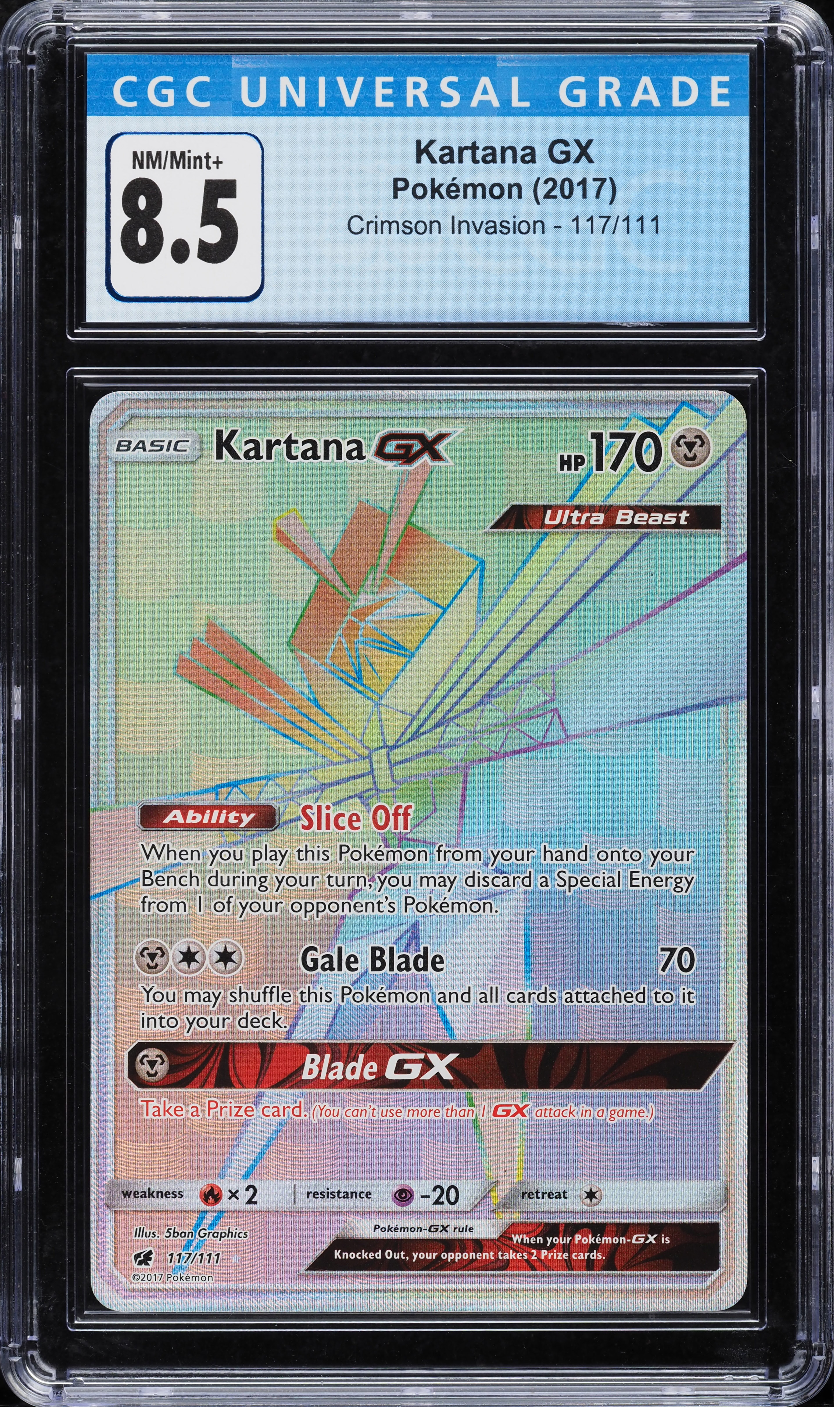 2017 Pokemon Sun & Moon Crimson Invasion Hyper Rare Kartana GX #117 CGC 8.5  on Fanatics Collect