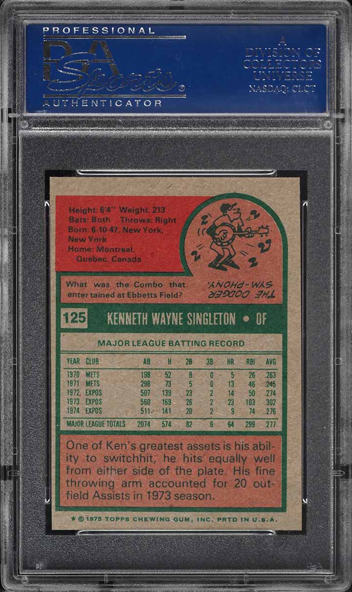 1975 Topps Mini Ken Singleton #125 PSA 9(oc) MINT