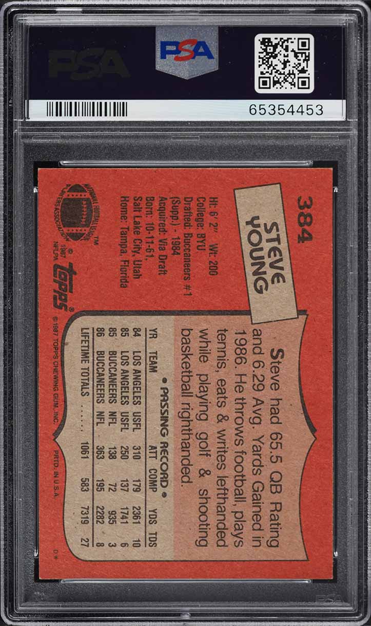 1987 Topps Football Steve Young #384 PSA 5 EX