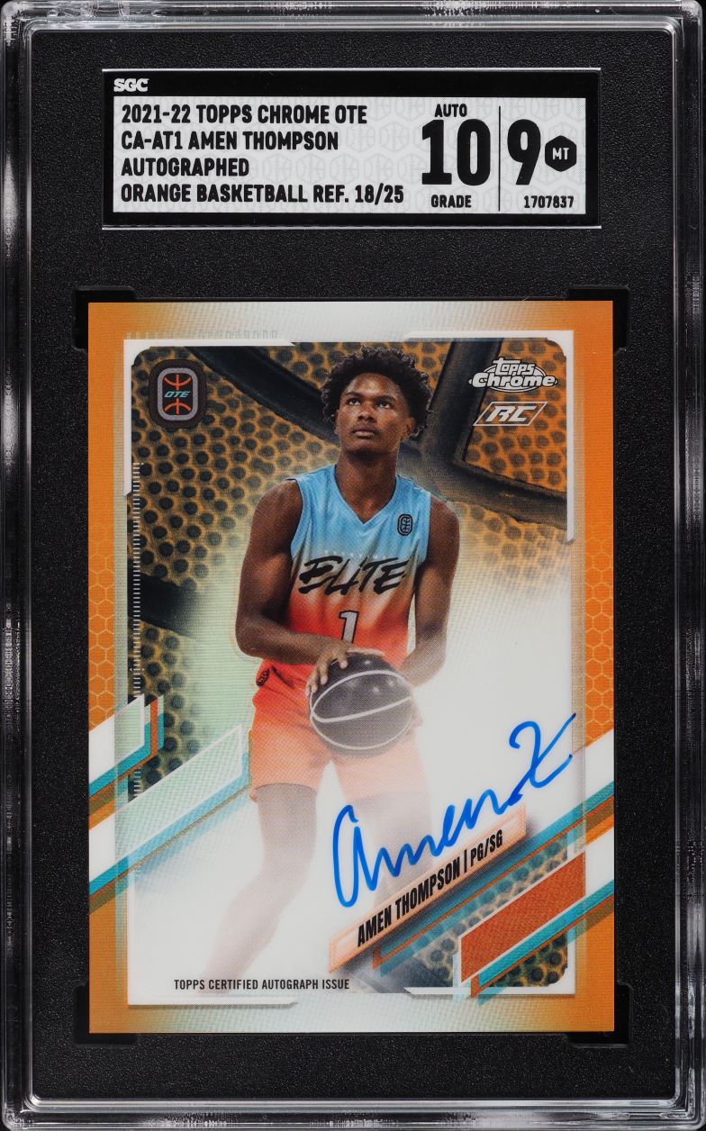 2021 Topps Chrome Overtime Elite Orange Ref. Amen Thompson RC AUTO