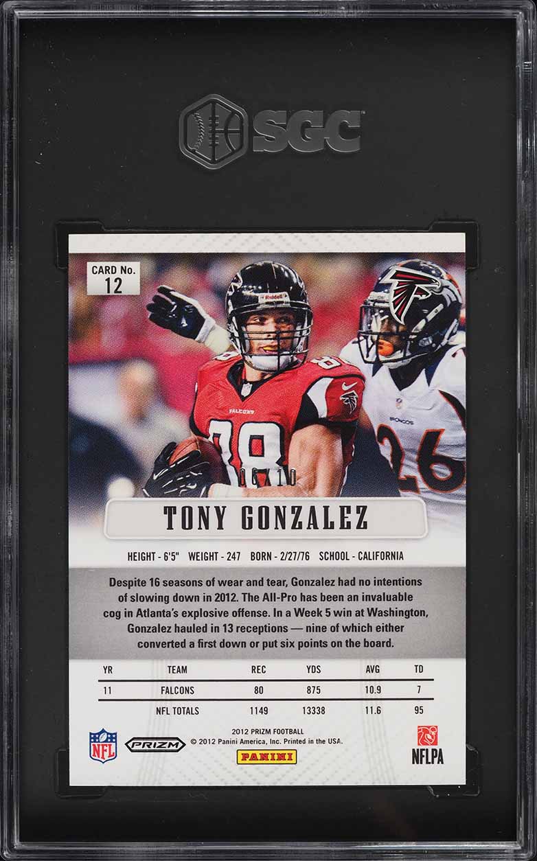 2012 Panini Prizm Gold Tony Gonzalez /10 #12 SGC 9.5 MINT+