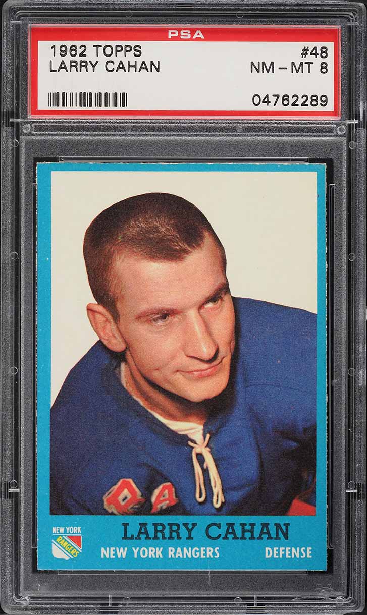 1962 Topps Hockey Larry Cahan #48 PSA 8 NM-MT