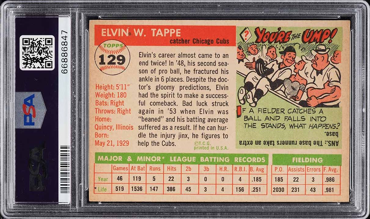 1955 Topps Elvin Tappe #129 PSA 9 MINT
