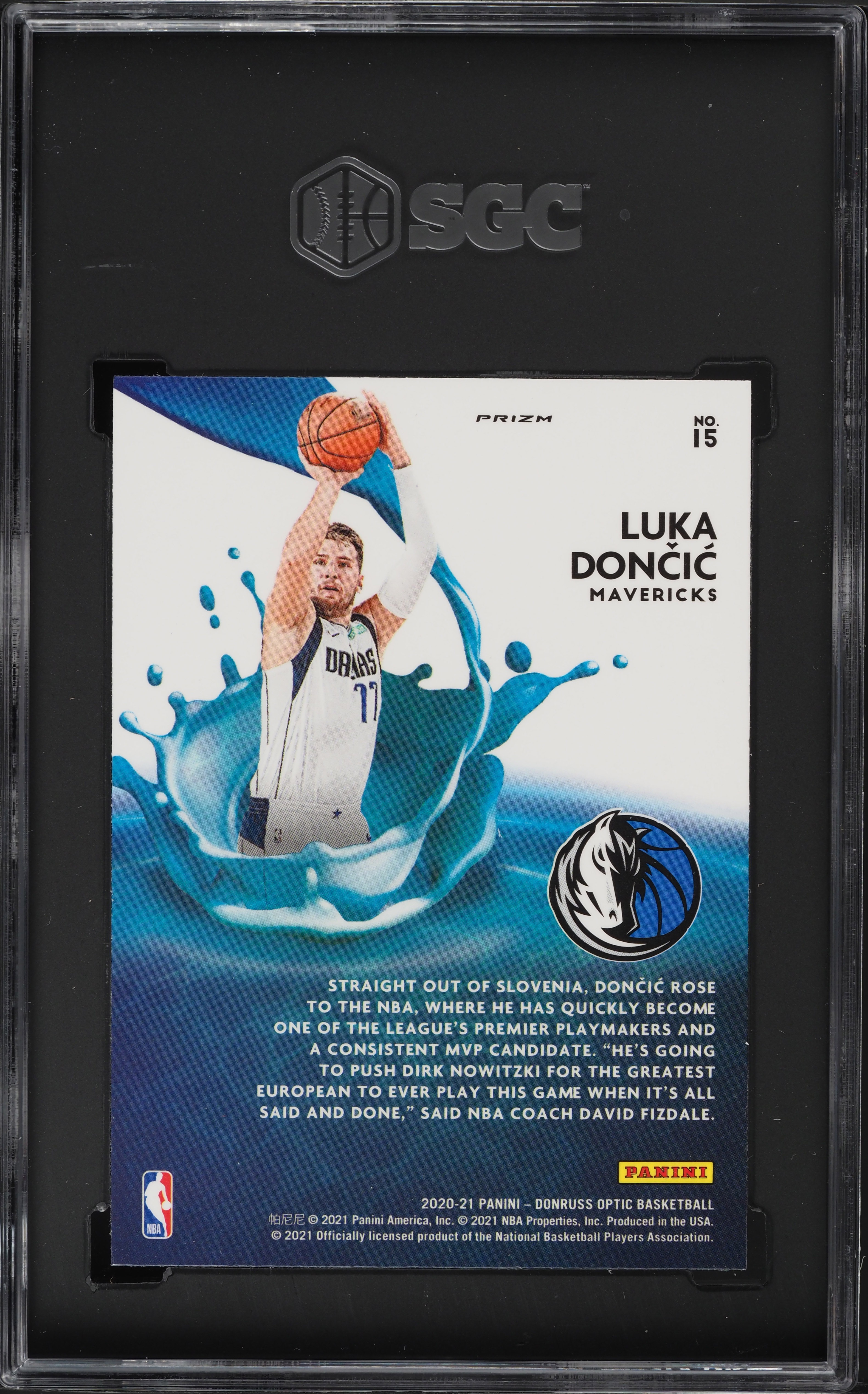 2020 Donruss Optic Splash! Purple Luka Doncic #15 SGC 10 GEM MINT