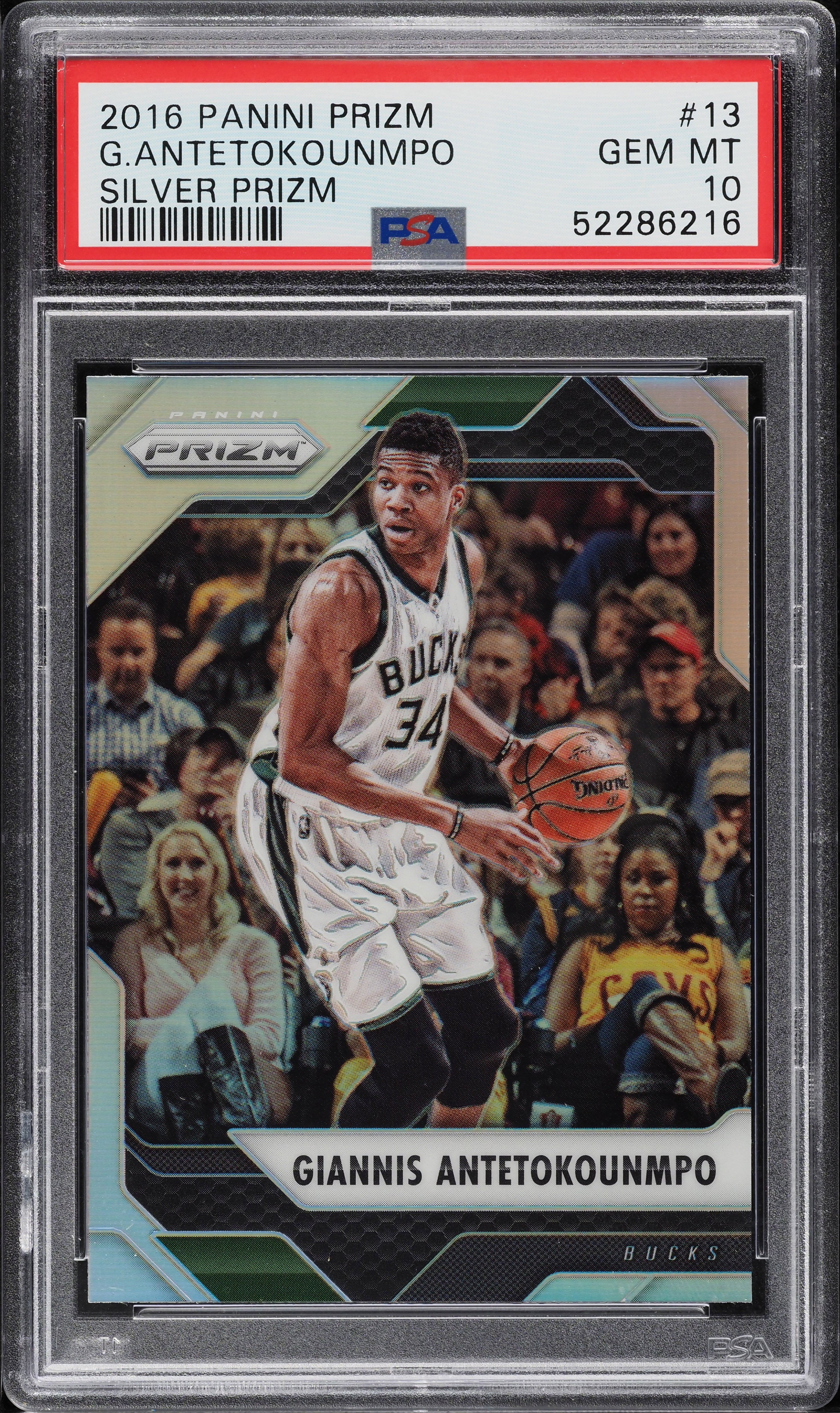2016 Panini Prizm Silver Prizms Giannis Antetokounmpo #13 PSA 10