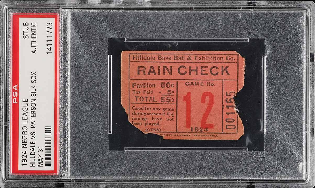 1924 Negro League Ticket Stub Hilldale Vs. Paterson Silk Sox PSA AUTH