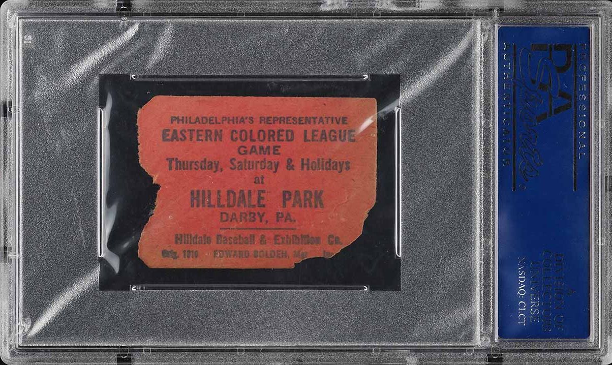 1924 Negro League Ticket Stub Hilldale Vs. Paterson Silk Sox PSA AUTH