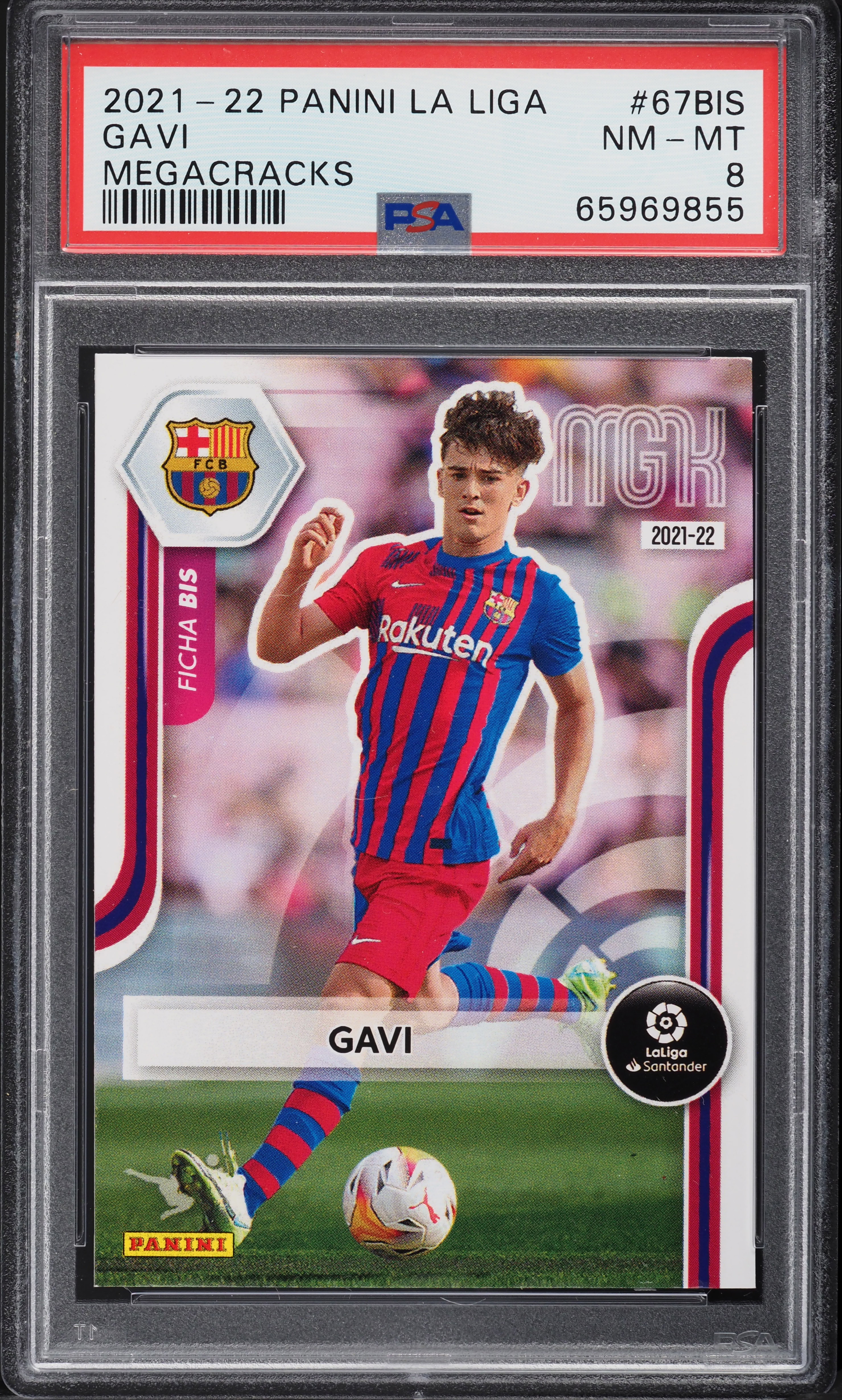 2021 Panini La Liga Mega Cracks Gavi ROOKIE #67BIS PSA 8 NM-MT on