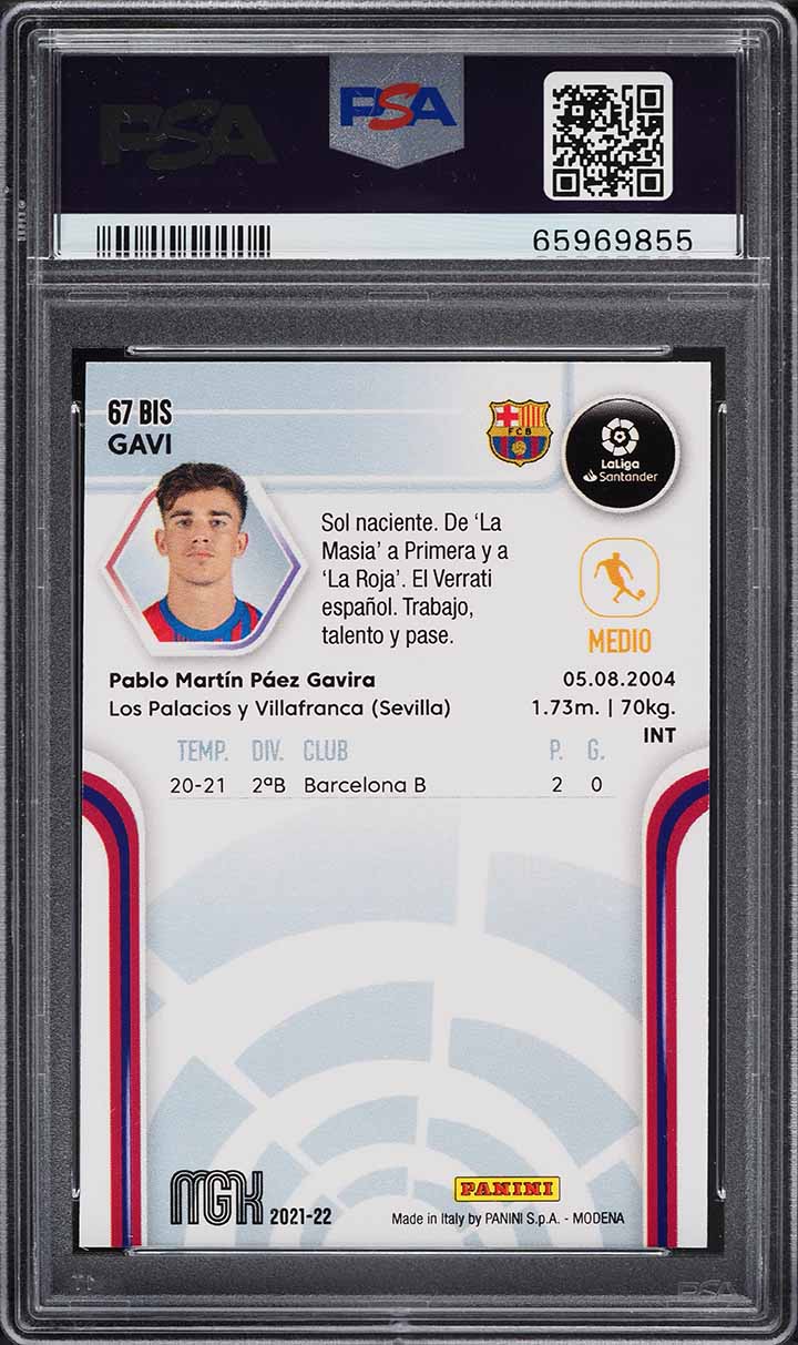 2021 Panini La Liga Mega Cracks Gavi ROOKIE #67BIS PSA 8 NM-MT on