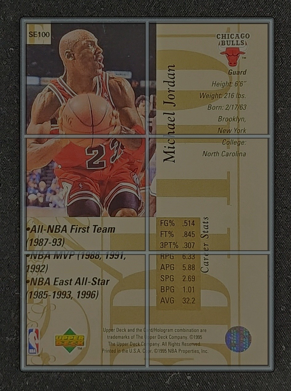 1995 Upper Deck Special Edition Michael Jordan #100 MBA AUTH on