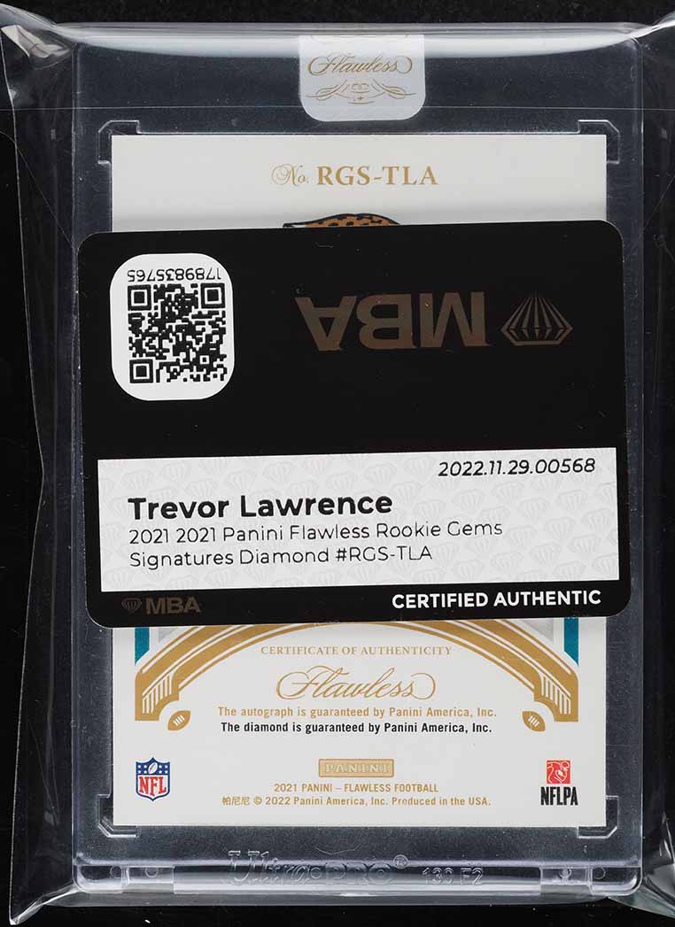 2021 Panini Flawless Gems Trevor Lawrence ROOKIE AUTO /10 #RGS-TLA MBA AUTH