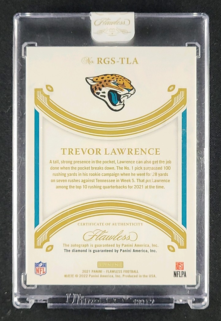 2021 Panini Flawless Gems Trevor Lawrence ROOKIE AUTO /10 #RGS-TLA MBA AUTH