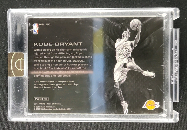 2017 Panini Kobe Eminence Autographs Diamond Kobe Bryant AUTO /10 #51 MBA AUTH