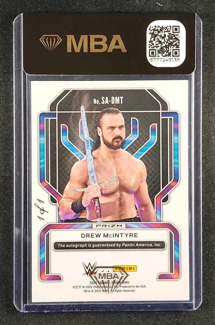 2022 Panini Prizm WWE Superstar White Sparkle Drew McIntyre AUTO 1/1 MBA AUTH