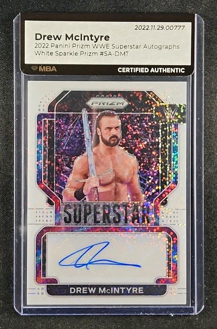 2022 Panini Prizm WWE Superstar White Sparkle Drew McIntyre AUTO 1/1 MBA AUTH